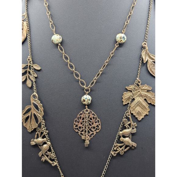 Jet'aime VTG Brass Necklace & Made to Look Antique Filigree Pendant Necklace Lot - Picture 5 of 15